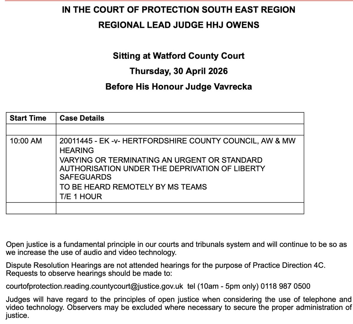 Open Justice Court of Protection Project tweet media