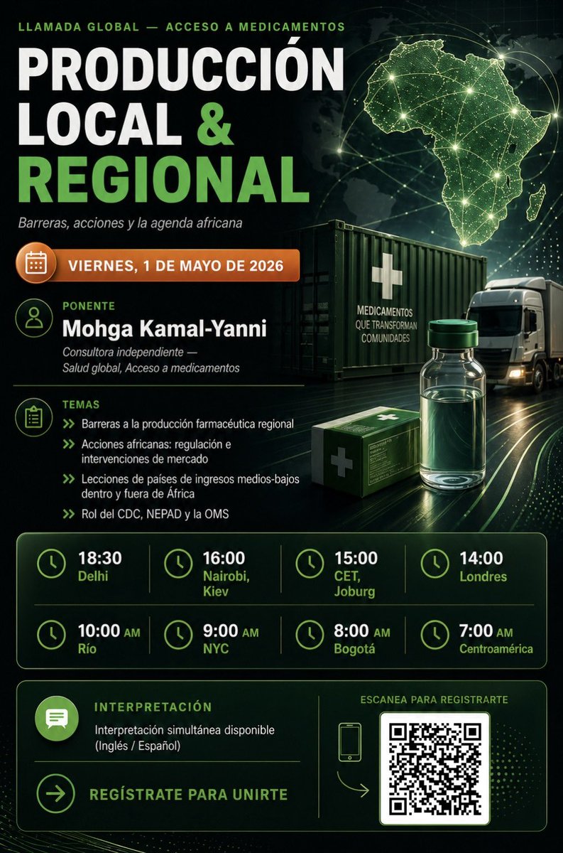 CorpGhp's tweet photo. Nuestra próxima llamada de acceso global es el 1 de mayo 🌍
Hablaremos sobre producción local de salud en África y los avances para reducir la dependencia de importaciones (hasta 99% en vacunas).

La UA apunta a producir 60% de vacunas para 2040. https://t.co/kZHigU0npo