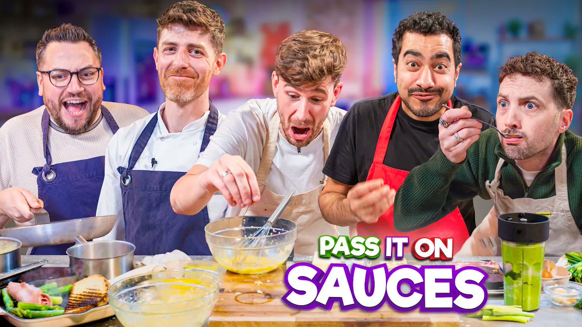 sortedfood's tweet photo. Pass It On: Mother Sauces edition 👀 

Each cook gets 8 minutes to add to the dish - with no idea what happened before them. 

Will it end in restaurant-worthy sauces… or total culinary chaos?

Watch now: 
https://t.co/Y3HNA2Vr5z https://t.co/bDuUL1Fc7h