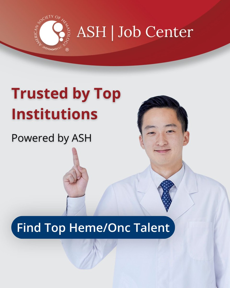 ASH_hematology's tweet image. The right candidate for your open #hematology role could be just one posting away. 

The ASH Job Center connects employers with a large network of qualified hematology and hematology-oncology professionals. Post your job today: ow.ly/E8EV50YR8jl 

#Jobsearch #MedTwitter