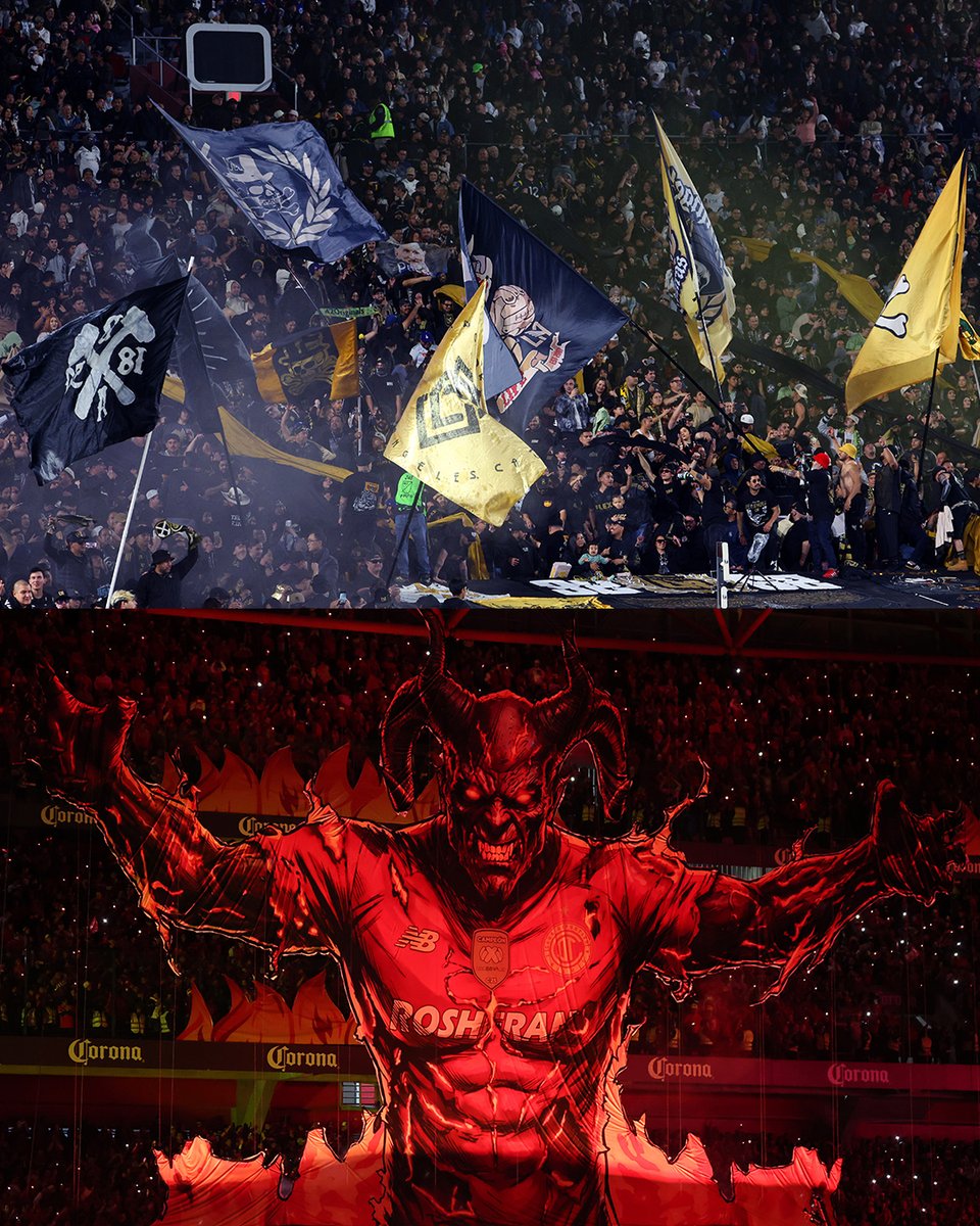 LeaguesCup's tweet photo. 🏆 @TheChampions first leg of the semifinals is set in Los Angeles. ¿Cuál equipo se llevará el primer juego? ⚽️

🖤💛 @LAFC vs. @TolucaFC 👹 https://t.co/XezTFq4QZU