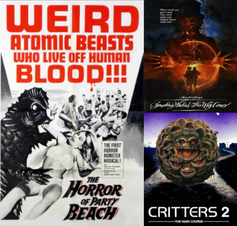 MonsterCndyPC's tweet image. On This Day triple banger! "The Horror Of Party Beach" premieres in NYC in 1964. Next, "Something Wicked This Way Comes"(1983) and "Critters 2"(1988) both hit theaters!
#mutantfam #monstermovies #horror #scifi