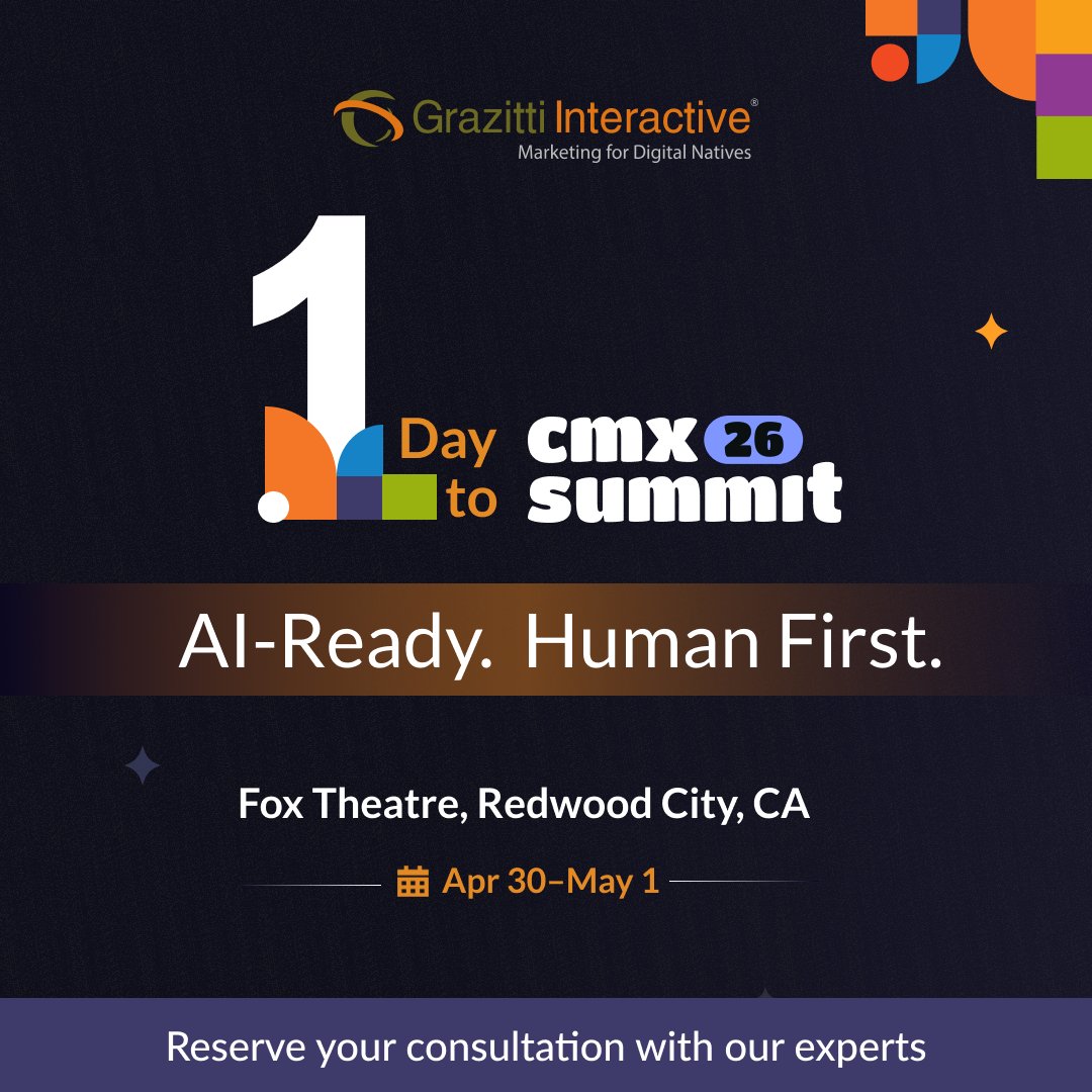 Grazitti's tweet image. AI can scale communities.
Humans make them matter.

We’re bringing both to CMX Summit 2026—starting tomorrow.

Last chance to book your 1:1 👇
👉 ow.ly/1nq650YRBZV

See you there 👋

#CMXSummit #CommunityBuilders #LastCall #AIinCommunity #Grazitti