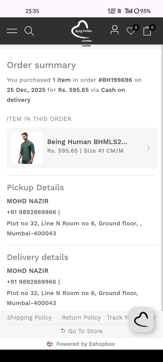 MohdNazirShaik5's tweet image. #HumanityFirst
#BeKind
#SpreadLove
#StayHumble

I had purchased 1 item in order #BH199696 on 25/12/2025 for Rs. 595.65 via Cash on delivery
I had returned initiate it with updated bank details. The order reached your warehouse 2nd Jan 2026. But refund still pending.