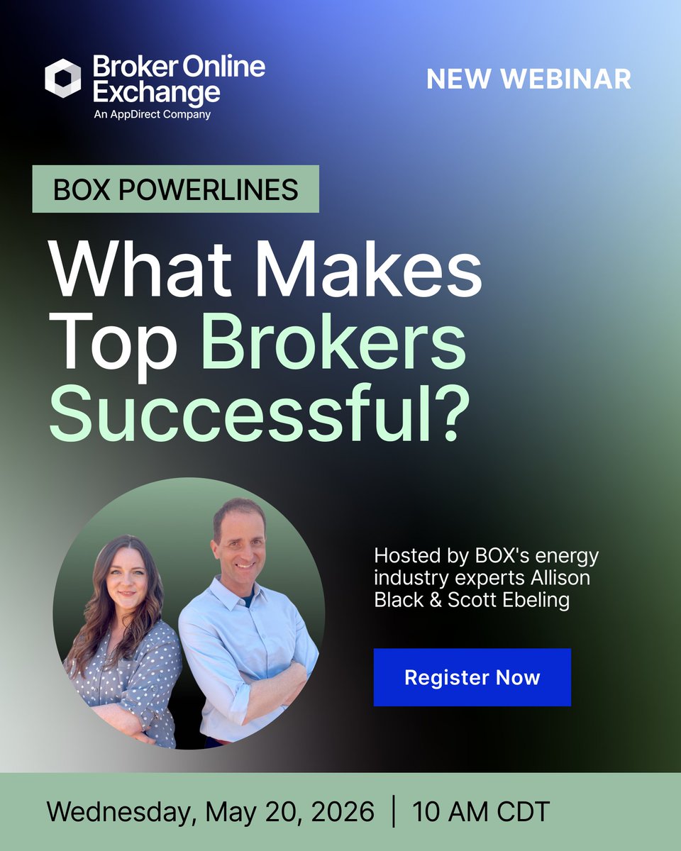 BrokerInABOX's tweet image. What do the best energy brokers do differently? 

Find out on May 20th when our BOX team talks strategy, growth, and what separates good brokers from great ones.

🔗 Save your spot: na2.hubs.ly/H05bwTk0

#EnergyBrokers #Webinar