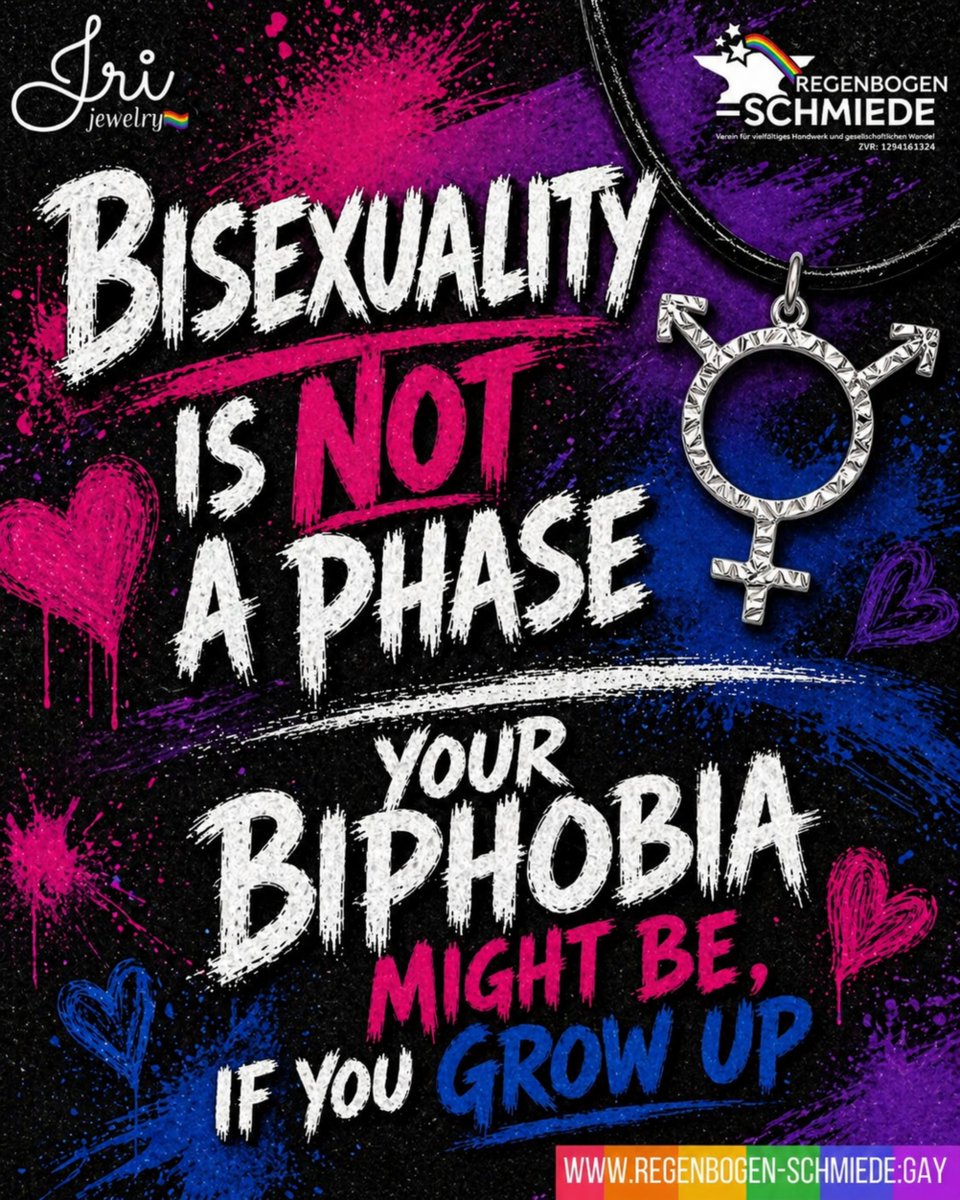 RegenbogenSchmi's tweet photo. #Bisexuality is not a phase. If anyone here needs to grow up, it’s the people still clinging to biphobia like it’s a personality trait. 💖💜💙 #Bisexual #BiPride #Biphobia #LGBTQ #RegenbogenSchmiede# https://t.co/KoT96JF7Ut