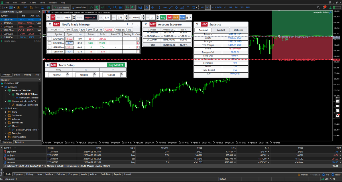 AliFalak_Sher's tweet photo. I built something every trader needs. 🧠

Introducing my MT5 Risk Calculator — built by a software engineer who actually trades.

⚡ Execute trades instantly
📊 Full trade manager built-in
🎯 Opinion meter to track your bias

🔗 https://t.co/6wMXhGMqta https://t.co/wotPjm0yNn