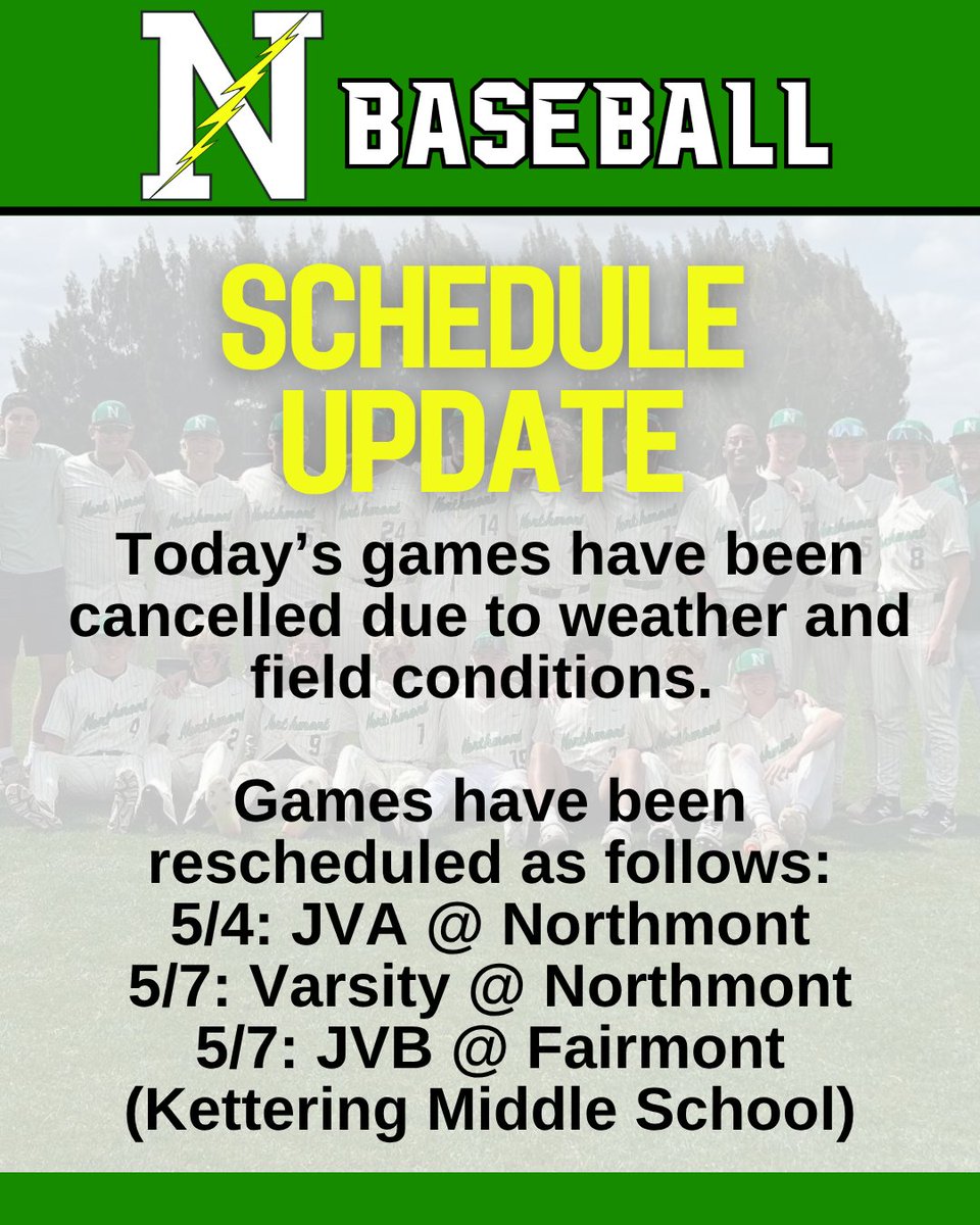 NHSBoltBaseball's tweet photo. Update. https://t.co/4JlV5ItSSD