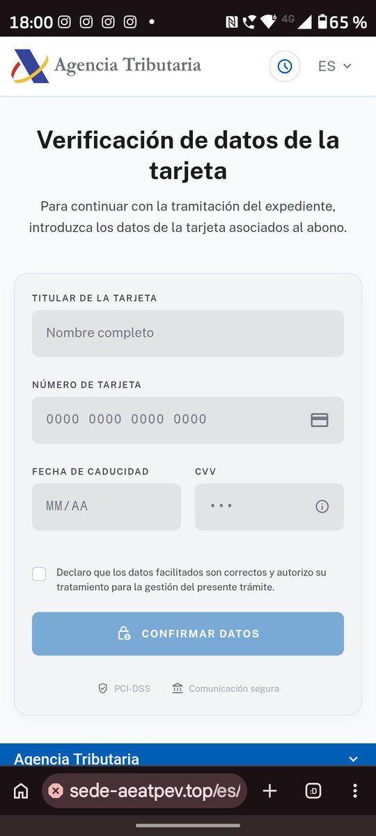 jurimoque's tweet photo. @aeat @policia  Aviso: Me llega por mensaje corto este mensaje fake de la Agencia Tributaria y se pone en la misma conversación que notificaciones reales, y acaba pidiendo tú tarjeta, está es su URL:
NO HACER CLIC EN ESTE ENLACE:
https://t.co/VbCtfAN9JU https://t.co/OOXTn83A5r