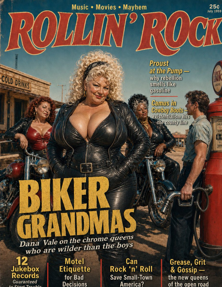 foxworthwrites's tweet image. Long before popular culture caught up, Dana Vale was documenting GILF chic in all its leather-clad, rule-breaking glory.

"Biker Grandmas" belongs in the museum of bad influences.

#GILF #BikerBabes #VintageStyle #DanaVale