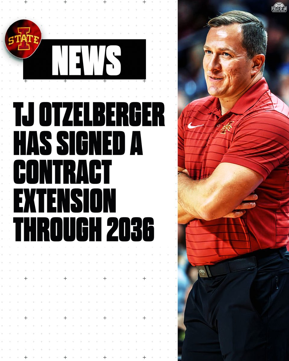 TheFieldOf68's tweet photo. NEWS: Iowa State coach TJ Otzelberger has signed an extension through 2036, the school announced. https://t.co/FAavOPcclY
