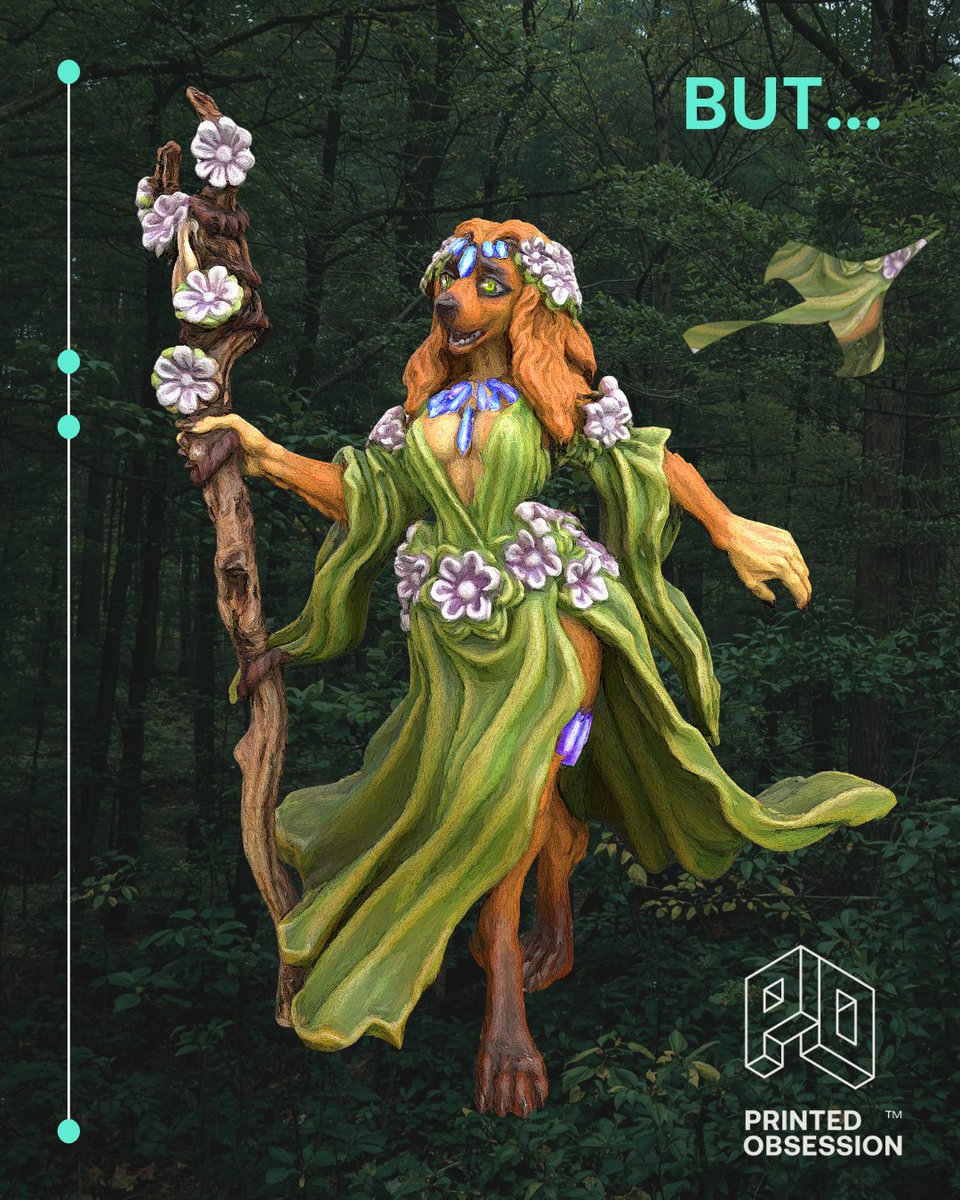 printedobsessio's tweet image. This druid carries the calm and the power of the wild, every detail shaped with organic flow and quiet strength. Scroll through to see how color brings her fully to life... and how it looks on the tabletop. 😉

#DnD #DnD5e #TabletopRPG #FantasyMiniatures #