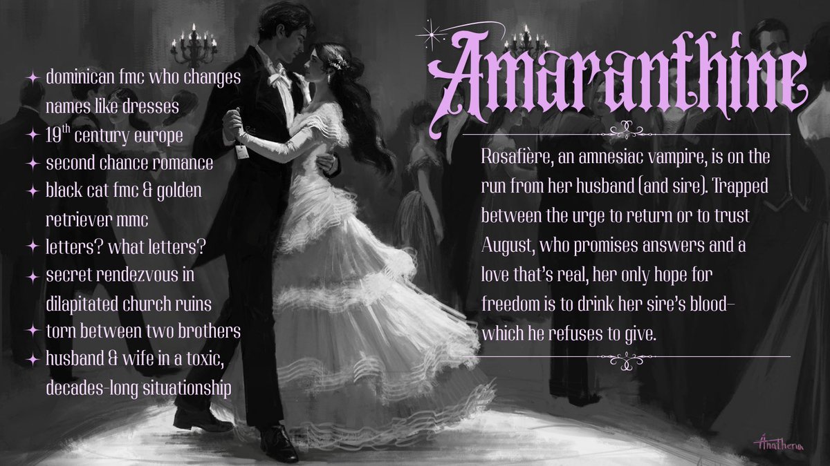 dearlybialoved's tweet image. Are memories ever truly gone?
Rosafière, a newly changed vampire, wants nothing to do with the human life she doesn’t remember. Though, she can’t spend an eternity running when the two vampires who hold all the answers refuse to let her forget.

#questpit #W #F #GF