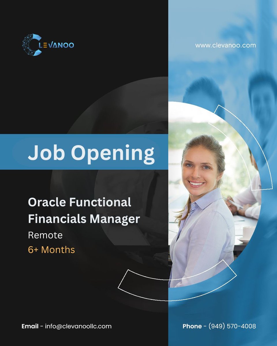 clevanoo44085's tweet image. Job Title: Oracle Functional Financials Support Manager
Location: Remote
Duration: 6+ Months

Share resumes at info@clevanoo.com
 
Click Here: clevanoo.com/jobs

#clevanoo #OracleFunctional #FinancialSupport #manager #JobSearch #JobSeekers #JobCreatorInChiefLokesh
