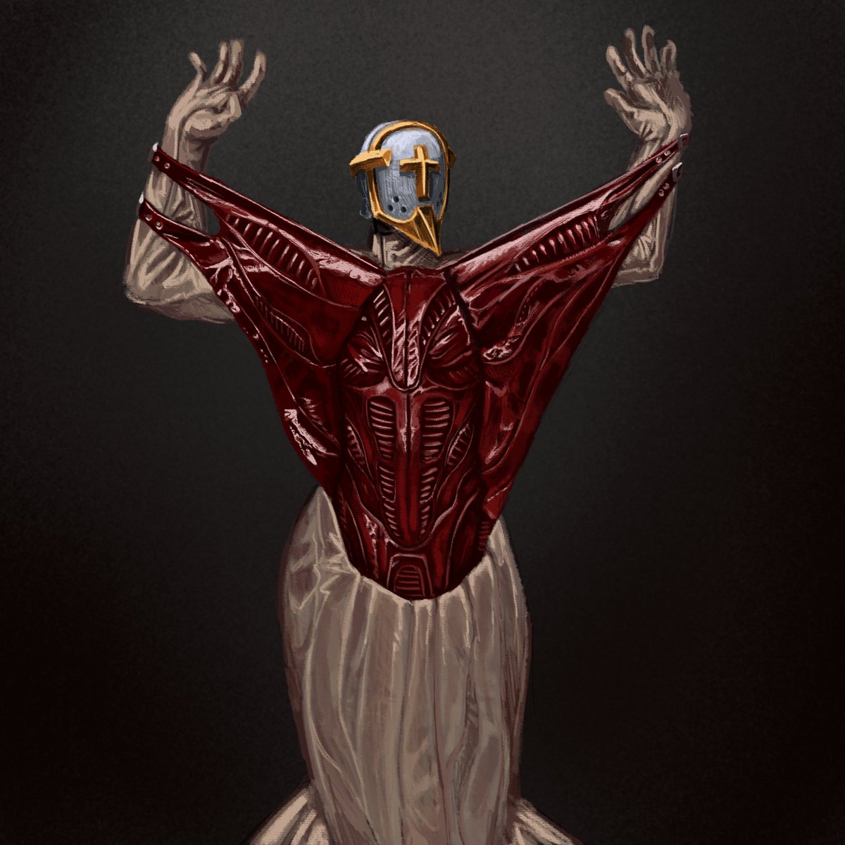 404: Safety Not Found, AW26 by Angus Tsui... Beautiful dress, i HAD to draw Gabriel in it #ultrakill