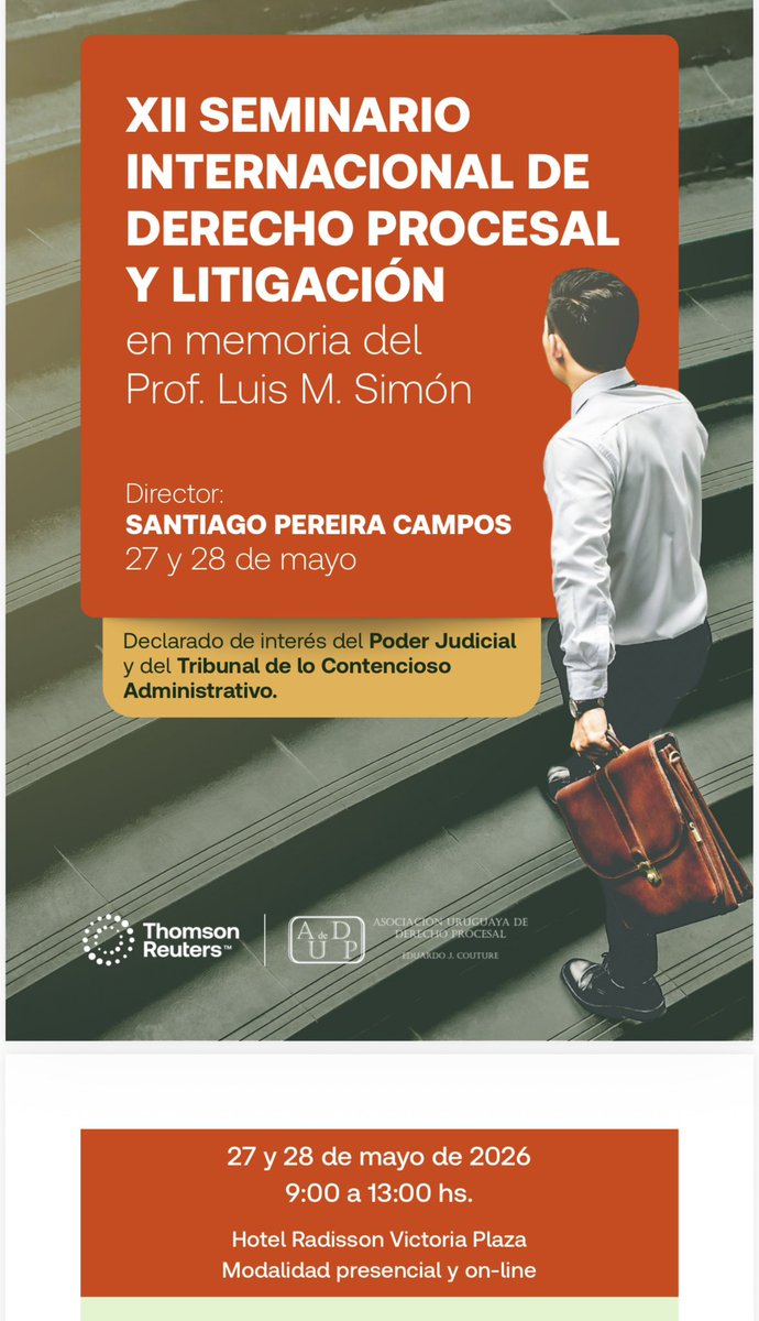SantiagoPCampos's tweet photo. Se viene nuestro XII Seminario Internacional de Derecho Procesal y Litigación https://t.co/tOaST0z5PN