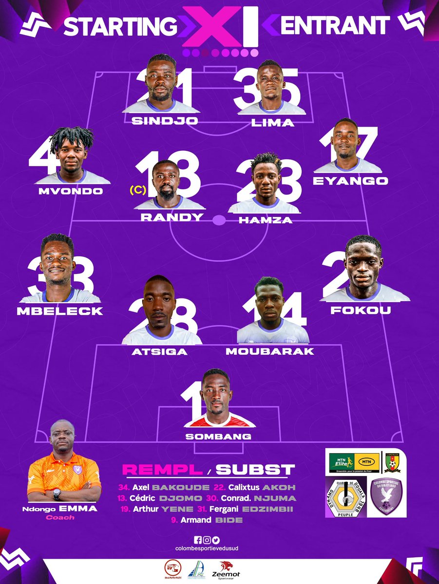 TitiNdema's tweet photo. Notre 11 entrants @ColombeDja
#MatchDay
#TousAuStade
@FecafootOfficie 🇨🇲 https://t.co/s2WQDJh8XP