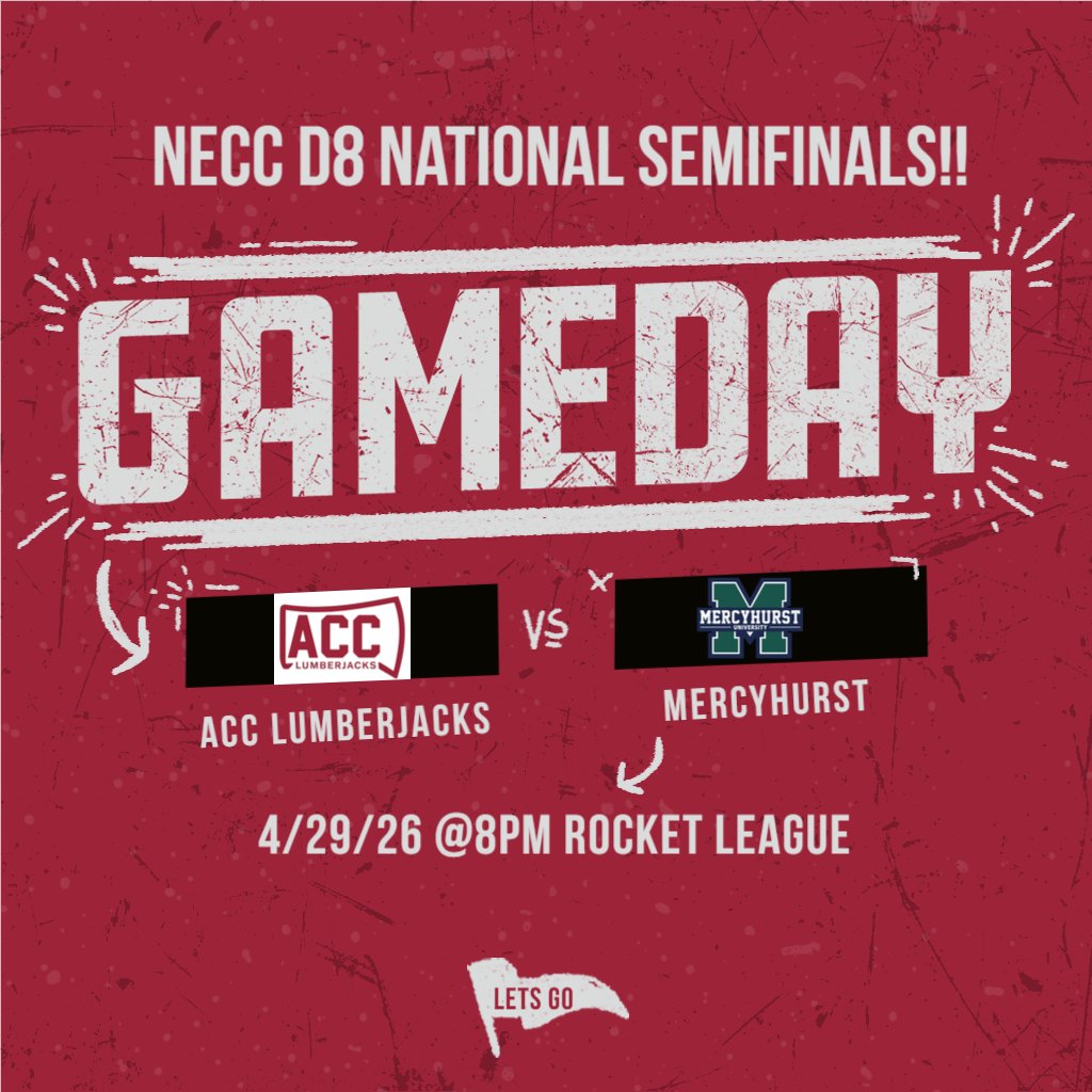 ACCLumberjacks's tweet photo. The Lumberjacks take on Mercyhurst tonight at 8pm in the NECC D8 National Semifinals! We will be in the BTC Commons once again playing the match. Link in bio to stream! https://t.co/xHLbI3fjOV