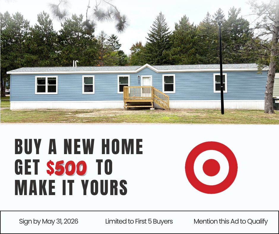HillcrestAlt's tweet photo. Only 5 buyers get this.
Buy a new home → get $500 to make it yours.
Once those 5 are gone, it’s over.
Must sign by May 31, 2026.
See homes: https://t.co/fDC8JNMnh9 https://t.co/N1NtBCYLCV