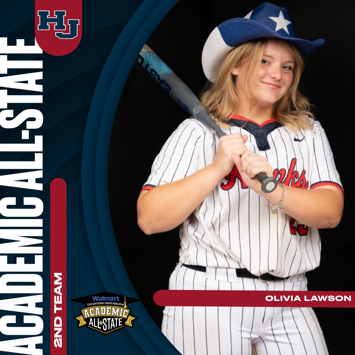 HJISD's tweet photo. Congratulations to our Lady Hawk softball players that haver earned THSCA Academic All-State honors! #WeFlyTogether #WalmartAllState 

2nd Team 
Savannah Stelly, Kathryn Ryan and Olivia Lawson
Honorable Mention
Hannah Mire https://t.co/dU8I95qHNd