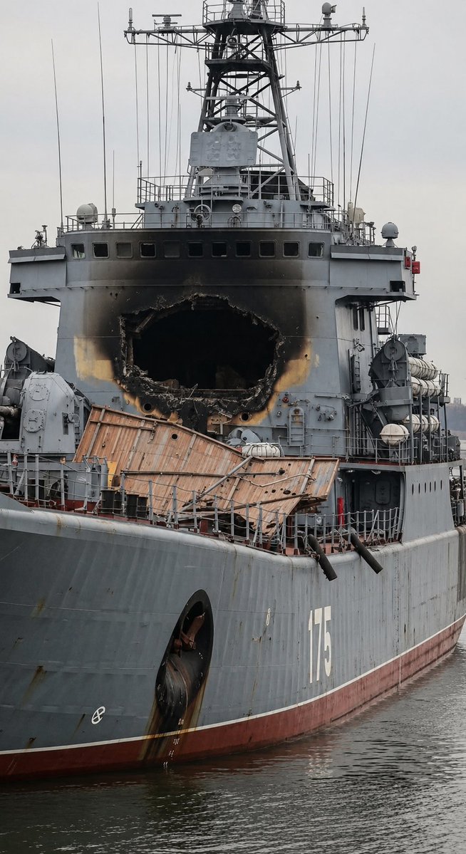 Russian Project 1171 (Alligator-class) Landing Ship Damaged in Berdyansk Port Incident – March 24, 2022