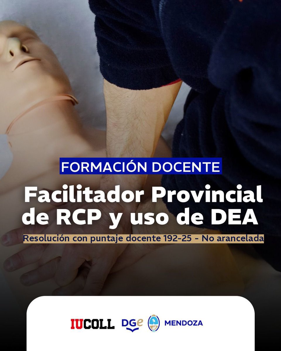 coordedfdge's tweet photo. Capacitación docente en RCP y uso de DEA 💙
Formación gratuita con puntaje docente, instancia teórica virtual y práctica presencial en distintas sedes.

Sumate y formate para actuar en emergencias 🙌
Inscripciones en el link o QR de la publicación.

@MzaDGE @TadeoGZ https://t.co/dPgWb8r7B5