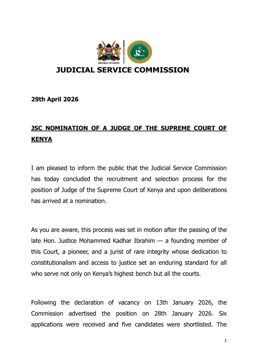 Judicial Service Commission Kenya (JSC) tweet media