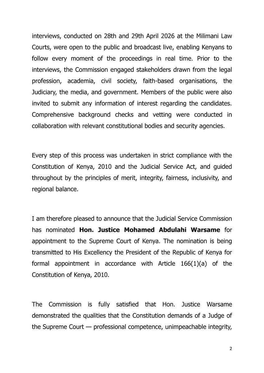 Judicial Service Commission Kenya (JSC) tweet media