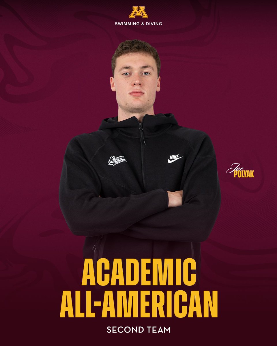 GopherSwimDive's tweet photo. Congratulations to Joe Polyak on being named a @CollSportsComm Academic All American!

🔗: https://t.co/tMZZs22Med

#GSD🏊 | #SkiUMah〽️ https://t.co/n6g2aI8qnM
