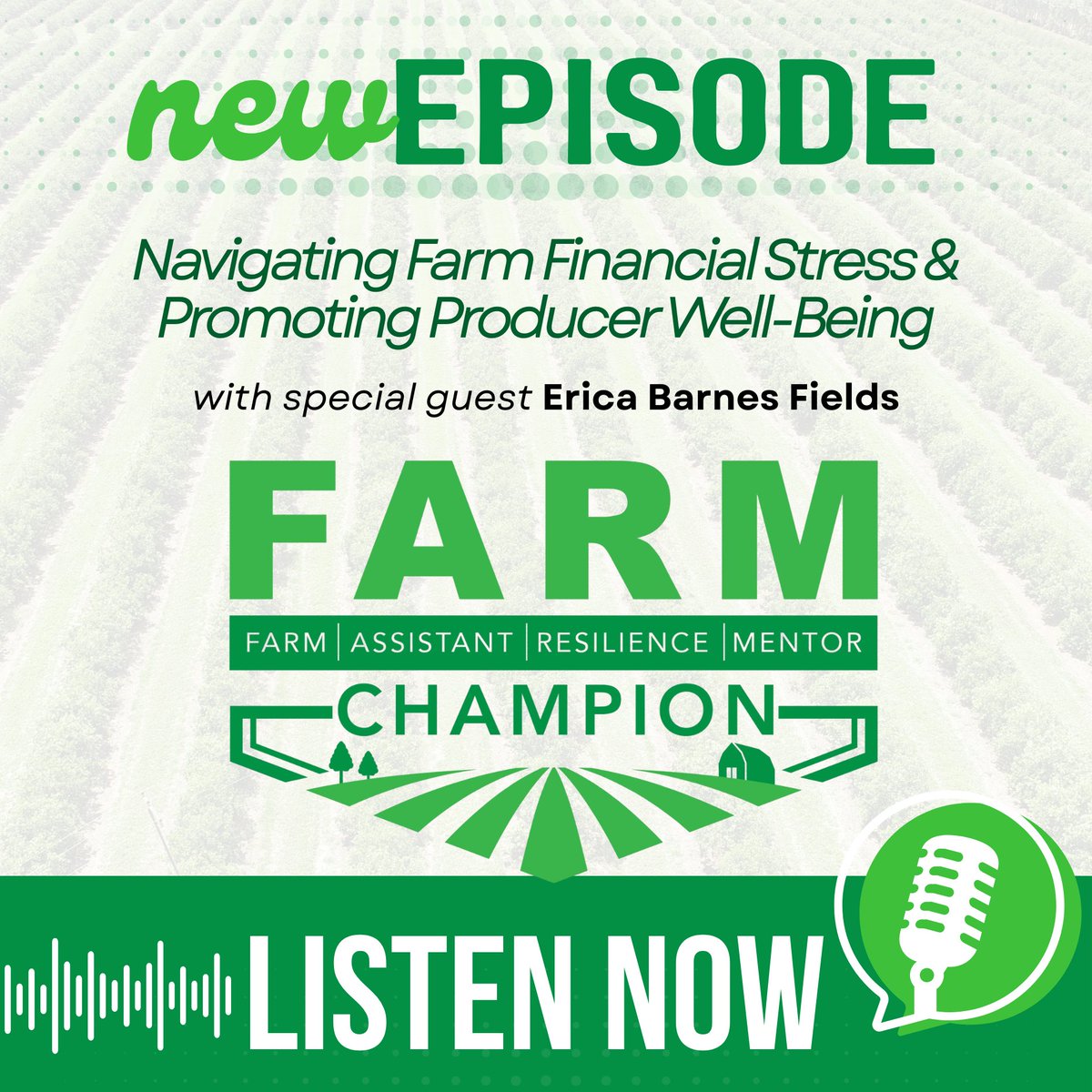 SouthernERME's tweet photo. 🎙️ Navigating Farm Financial Stress and Promoting Producer Well-Being

In this episode of the FARM Champion podcast, Ahlishia Shipley talks with Erica Barnes Fields about farm financial stress and its impact on producers. 

🎧 Listen here:
https://t.co/ApvoHdzW91 https://t.co/YvqdQZ3ajx