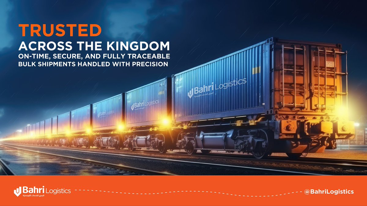 BahriLogistics's tweet photo. Reliable dry bulk container movement requires more than capacity. It requires trust, visibility, and consistent execution across every step.

Across the Kingdom, Bahri Logistics delivers secure, fully traceable bulk shipments with precision and on-time performance. https://t.co/USFfLWxm5A