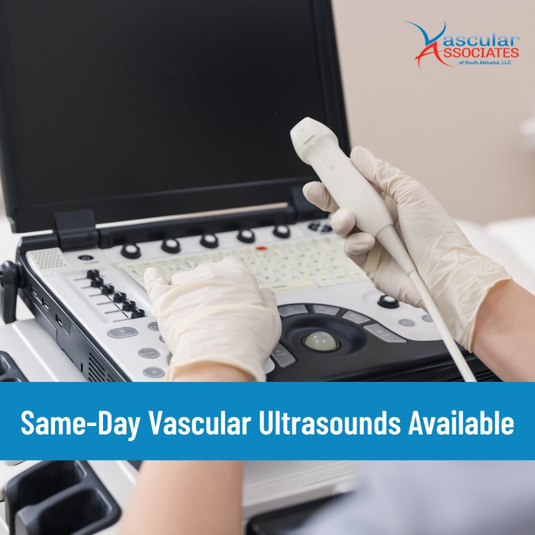 of_vascular's tweet photo. 🩺 At Vascular Associates of South Alabama, we can often perform a vascular ultrasound the same day as your appointment. This convenient, noninvasive test helps evaluate blood flow and diagnose vascular conditions without an extra trip.

☎️ 251-410-8272

#Vascular #SouthAlabama https://t.co/dbOespJHvI