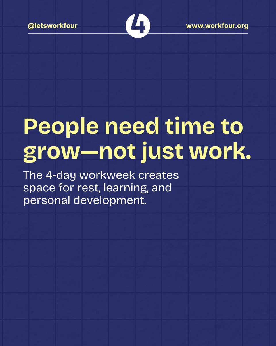 letsworkfour's tweet photo. Robert Yuen highlights something often overlooked in the way we work people need time not just to work, but to grow.

The 4-day workweek creates space for employees to take care of themselves, invest in personal development, and show up more fully in their work. https://t.co/RboaaX0gI4