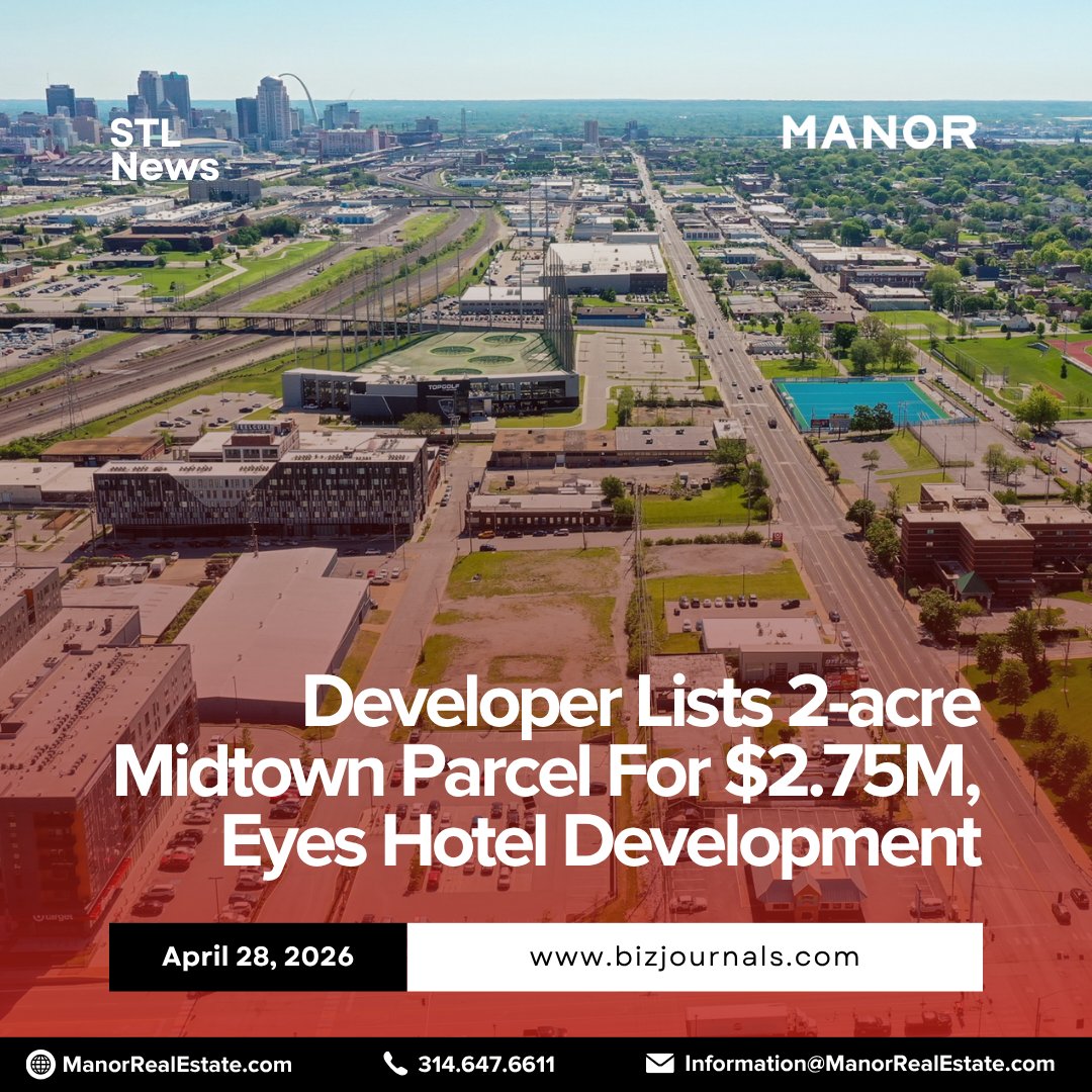 ManorRealEstate's tweet image. 2-acre Midtown St. Louis site at $2.75M—near major healthcare anchors with up to 20 years of tax abatement. Strong hotel/mixed-use potential.

Read: tinyurl.com/5z3w5s64
Listing: manorrealestate.com/properties/com…

#CRE #RealEstateInvesting #LandInvestment