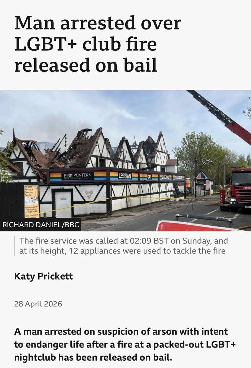 thelefttake's tweet photo. @PolitlcsUK Why didn’t he do this last week when someone tried to burn gays alive in a club in Milton Keynes in a suspected hate crime? Is it only certain hate crimes that are committed against a specific group that are worthy of COBRA meetings? https://t.co/ogJEe4smuv