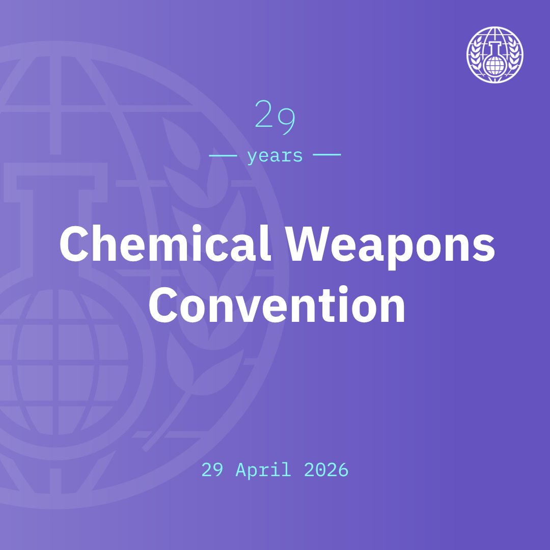 CRIDS_NGO's tweet photo. 🌍 A few years ago, the Chemical Weapons Convention (CWC) entered into force a historic milestone in global disarmament and the foundation of the OPCW’s work toward a world #FreeOfChemicalWeapons.

Why is the CWC the most advanced disarmament treaty? 👇

🔵 🌐 Near-universal membership  
With 193 States Parties, only four countries remain outside the treaty. It is the most widely adopted disarmament agreement in history.

🔵 ✅ Concrete, measurable results  
100% of declared chemical weapons stockpiles have been destroyed  over 72,000 metric tonnes eliminated under international supervision. A truly unprecedented achievement.

🔵 🔍 A robust verification system  
Through inspections worldwide, including in the chemical industry, the OPCW ensures compliance and prevents rearmament.

💡 The CWC proves that real, verifiable, and global disarmament is possible a powerful example for tackling today’s challenges, including nuclear weapons.

#Disarmament #CWC #OPCW #GlobalSecurity #Peace 
 
📽 @OPCW