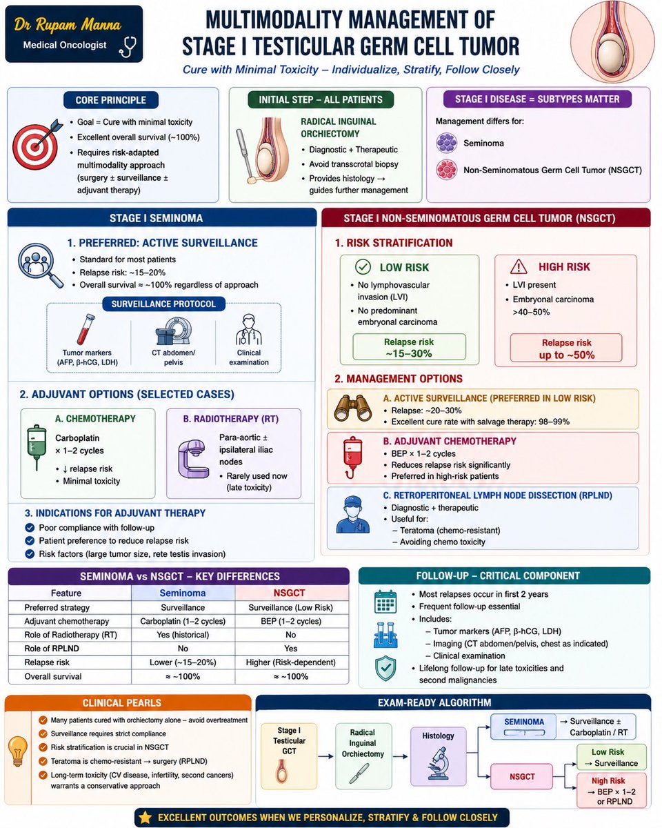 DrRupamOncology's tweet photo. Stage 1 Testicular Germ Cell Tumor treatment summary
#DrRupam
#MedOnc https://t.co/LNFMoP2V37