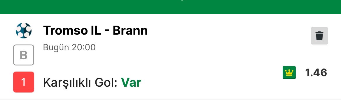 EskiUsulTahmin's tweet photo. 🍀⚽️ Tromso – Brann

Tercih: Karşılıklı Gol Var
Oran: 1.46

Tempo yüksek 👀

İki tarafın da rahat gol bulabileceği bir mücadele olarak öne çıkardığımız tercih bu.

#Tromso #Brann #Futbol #Bahis #İddaa #Tahmin #İddia #Banko #Analiz #Canlı #Kupon #Goller #KG #GününMaçı #Kazanç #Gol https://t.co/7WBypRvnOR