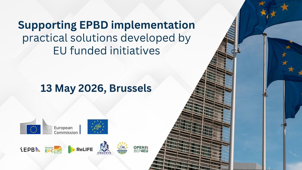 Energy4Europe's tweet image. Across Europe, EU countries are moving from #EPBD transposition to implementation 🏠

On 13/5, we'll discuss practical solutions developed by EU-funded initiatives supporting the implementation of the Energy Performance of Buildings Directive.

Register 👉 link.europa.eu/48mNxn