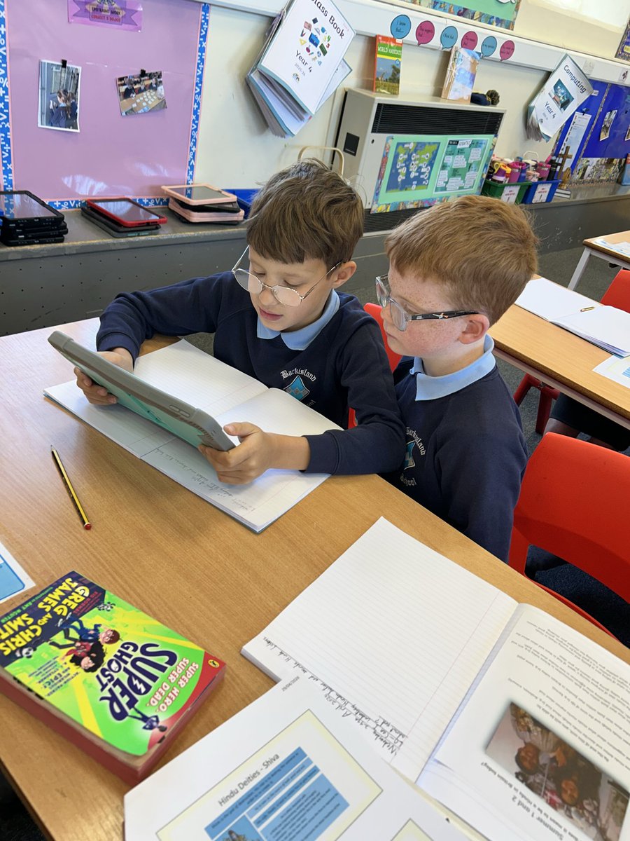 BarkiSchool's tweet image. Year 4 have been using the iPads to research Hindu gods and goddesses to create fact files in their RE lesson today 🪷🕉️ #webelieve #wenurture #wesucceed
