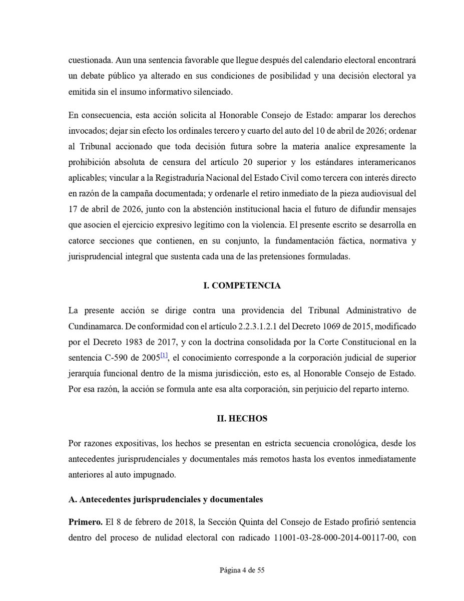 #Actualidad | Radio Nacional de Colombia conoció que senadores del Pacto Histórico radicaron una tutela ante el Consejo de Estado de Colombia para frenar la orden judicial que busca impedir que el presidente Gustavo Petro se pronuncie sobre presuntas irregularidades electorales.