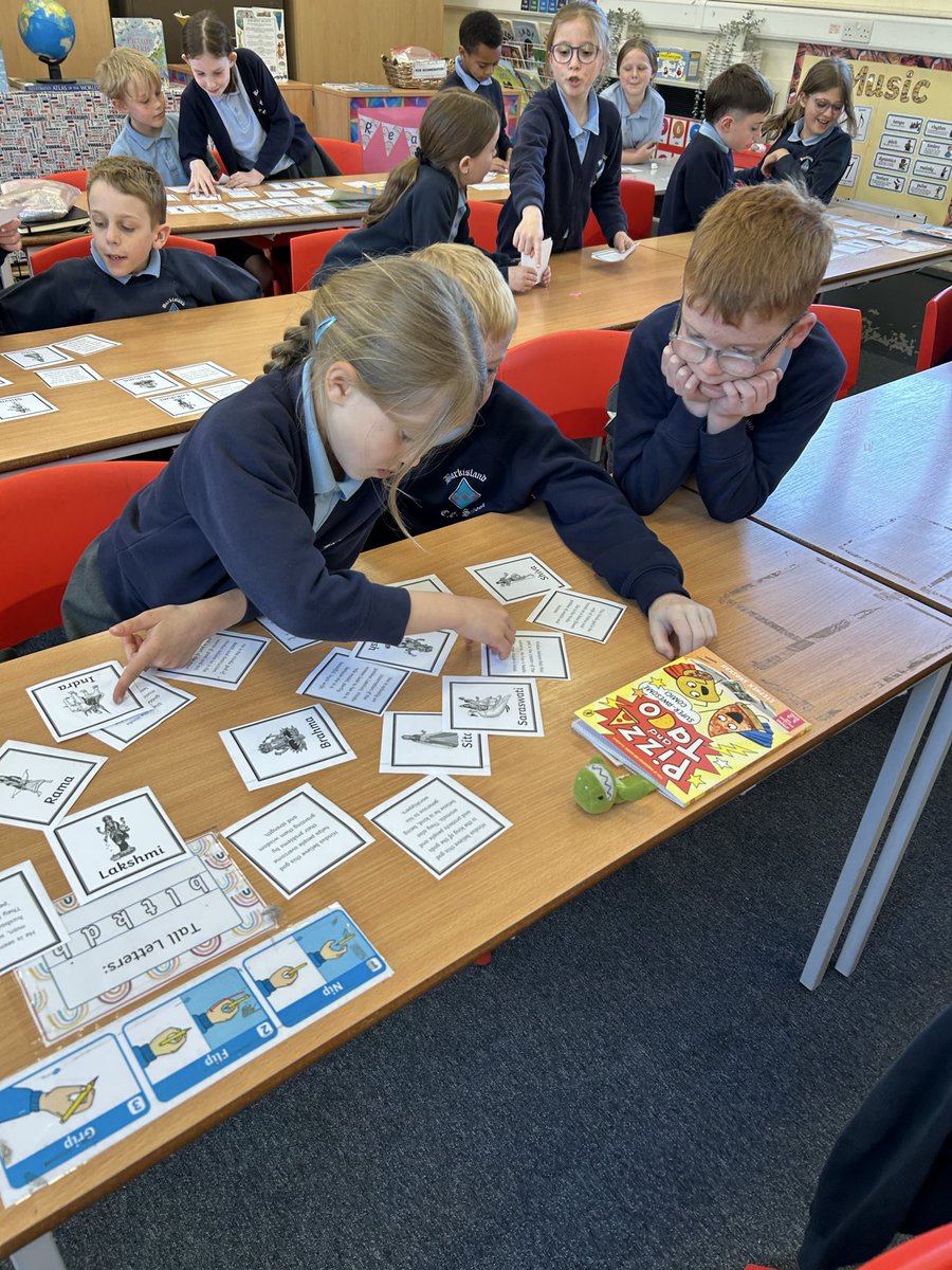 BarkiSchool's tweet image. To end their RE lesson, Year 4 played a matching game in pairs to identify the name and description of each Hindu god and goddess 🪷🕉️ #webelieve #wenurture #wesucceed