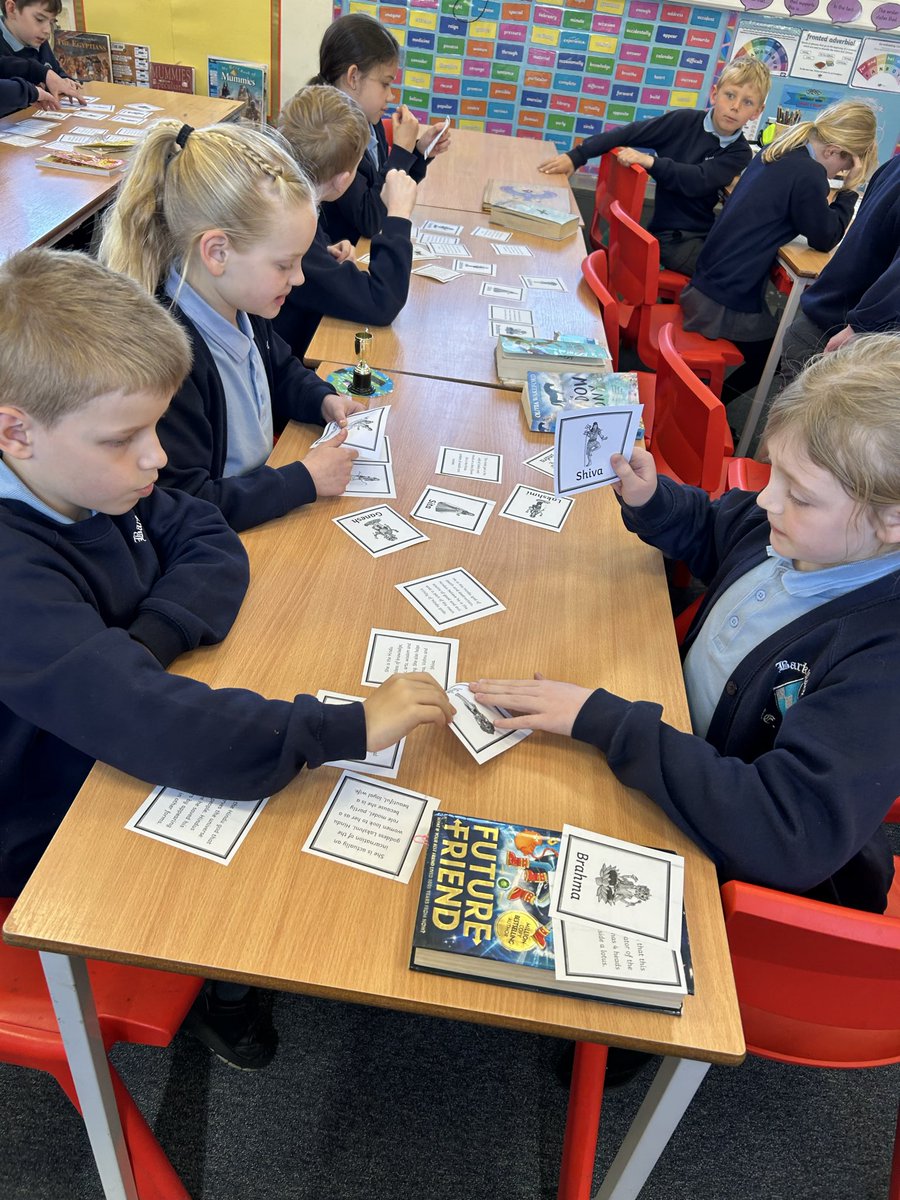 BarkiSchool's tweet image. To end their RE lesson, Year 4 played a matching game in pairs to identify the name and description of each Hindu god and goddess 🪷🕉️ #webelieve #wenurture #wesucceed