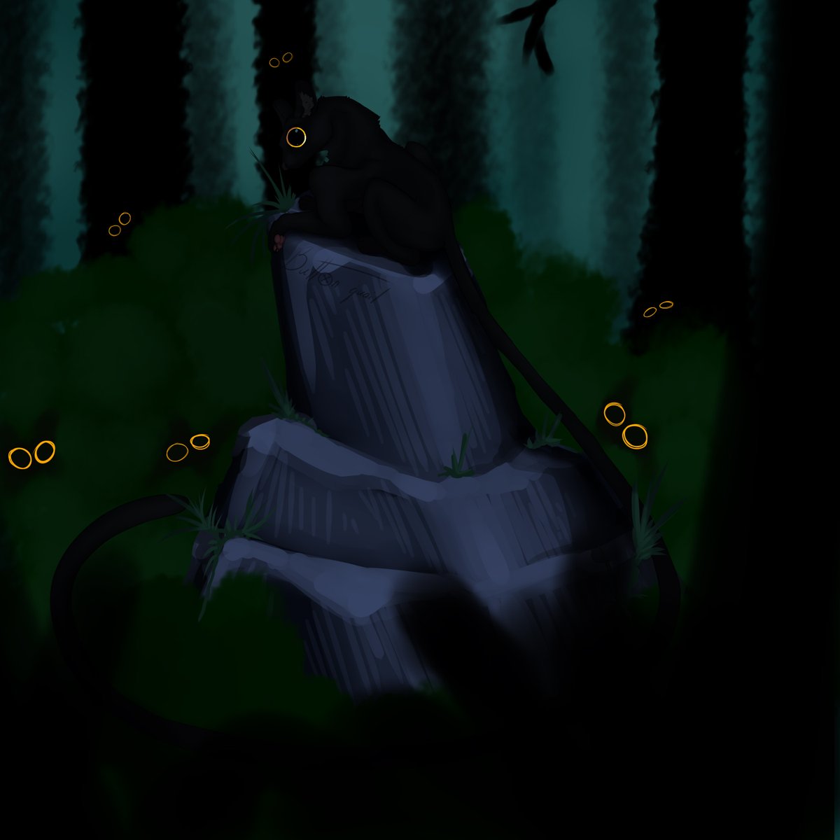 EheQuail's tweet image. Googly eyed cat
Big cat creatures that have big eyes, so they can see in the dark better.

They are apex predators, that are hunting in pack using ambush tactic. Their tails are growing whole life, indicating age.
And if they saw you... you are dead

#art #creatures