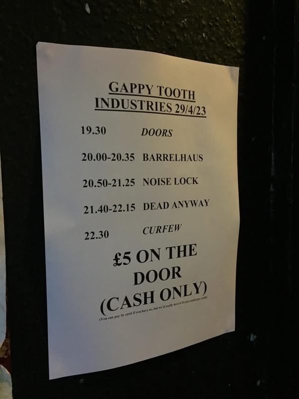 anyway_dead's tweet photo. 3 years ago we played for @gappytoothindustries as a last minute stand in and what a cracking night! Huge thanks to all the promoters who have given us a shot since. More gigs coming up in Oxford, Banbury and Amsterdam soon. Details  here shortly. 💜 https://t.co/7CuN43zU8g