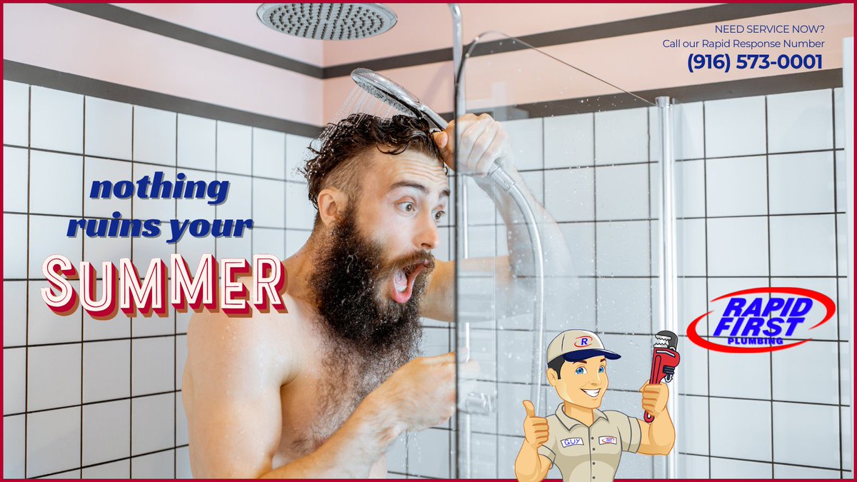 RapidFirst's tweet photo. Cold showers should be refreshing… not unexpected.
Get your home summer-ready in one easy visit.

.

Relax. Call Rapid First!

(916) 573-0001

WE’RE #1 - AT PREVENTING #2!

https://t.co/Yz1C10OPPi 

CSLB# 315742

.

.

. 

#localplumbingcompany

#emergencyplumbingservice https://t.co/w3rIJKkTVn