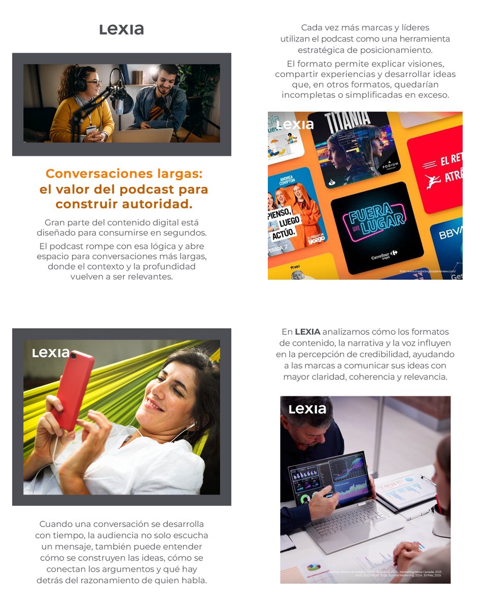 LEXIAGlobal's tweet image. Gran parte del contenido digital se consume en formatos breves que privilegian la rapidez sobre la profundidad; el podcast funciona de forma distinta. 

#PodcastStrategy #BrandVoice #ThoughtLeadership #MarketingInsights #LEXIA
