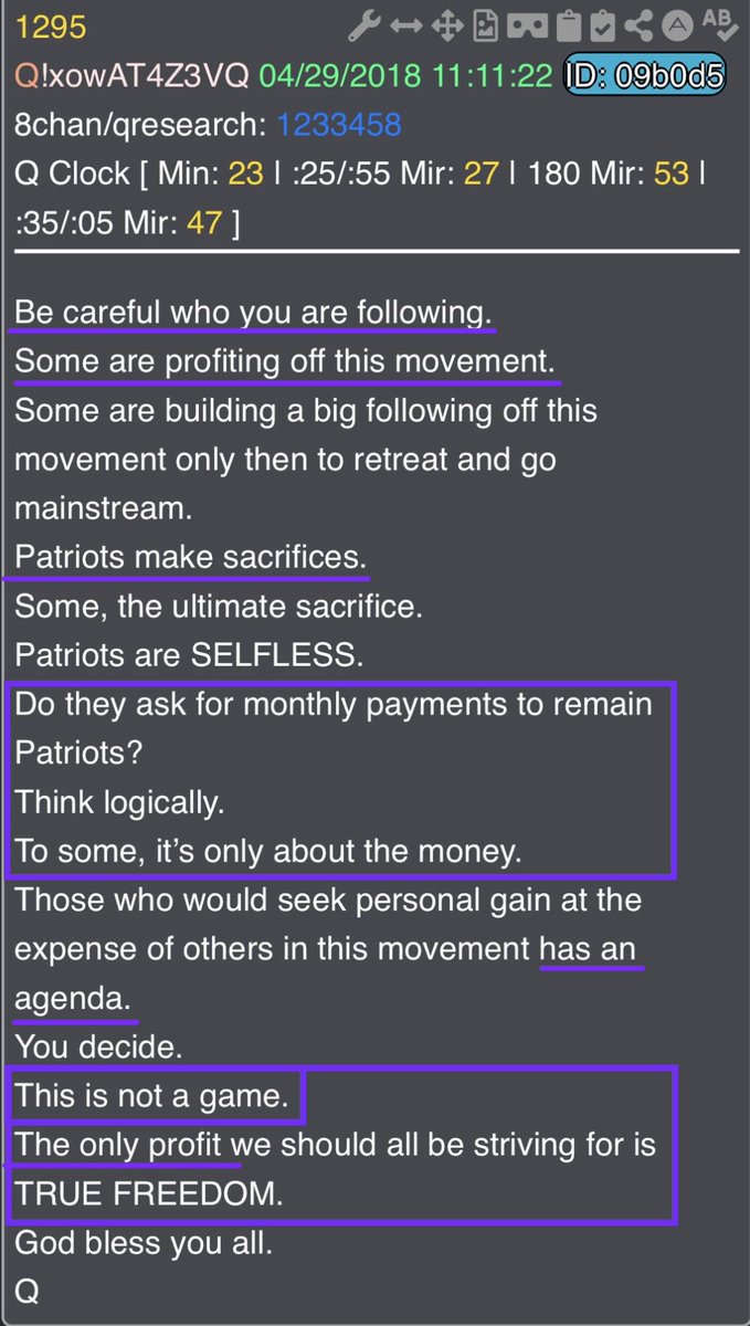 hodlrr17's tweet photo. Today’s delta - Be careful who you follow.

If you thought the MAGA grifters were bad, wait until you find out about the Q grifters.

This is not a game. https://t.co/I72xDanHEL