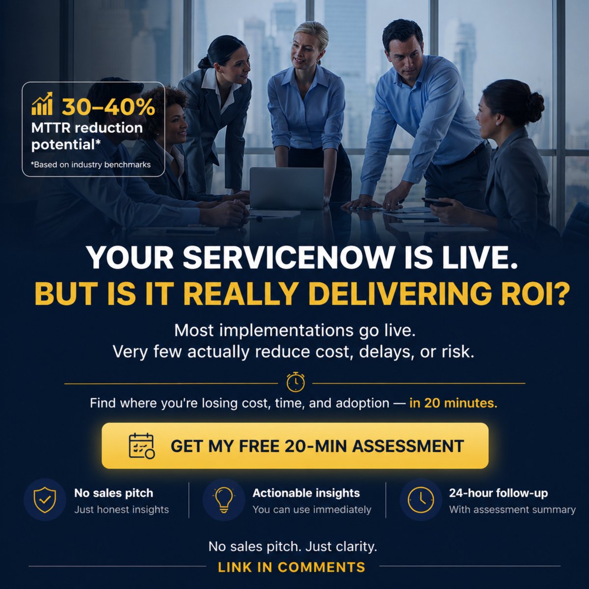 mjbtechnology's tweet image. Your ServiceNow is live.

But is it actually delivering ROI?

Most implementations go live —
very few reduce cost, delays, or MTTR.
We’re doing quick 20-min reviews to identify value gaps.

mjbtech.com/contact?utm_so…

#ServiceNow #ITSM #CIO
