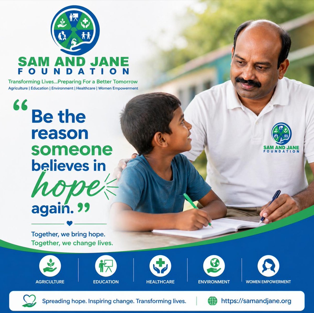 jane_foundation's tweet photo. A small act of kindness can change a life. Join Sam and Jane Foundation in spreading hope where it’s needed most.

🌐 https://t.co/0MH7PRK4xr

#BeTheReason #SpreadHope #SamAndJaneFoundation #MakeADifference #HopeMatters https://t.co/iqxkKITqGF